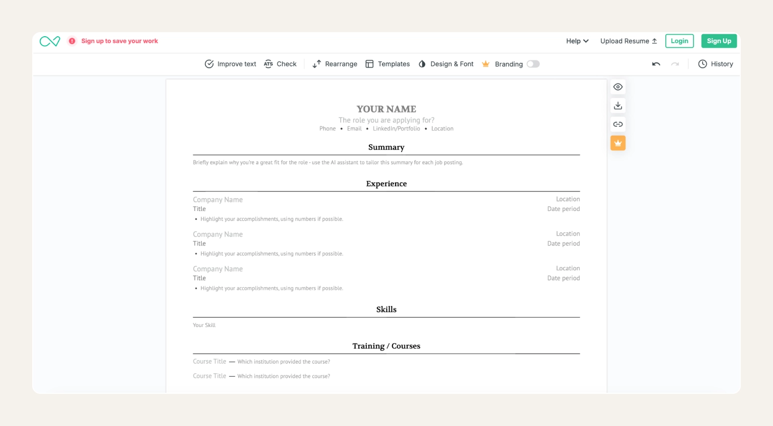 Screenshot of the Enhancv template gallery showing creative yet ATS-friendly resume designs