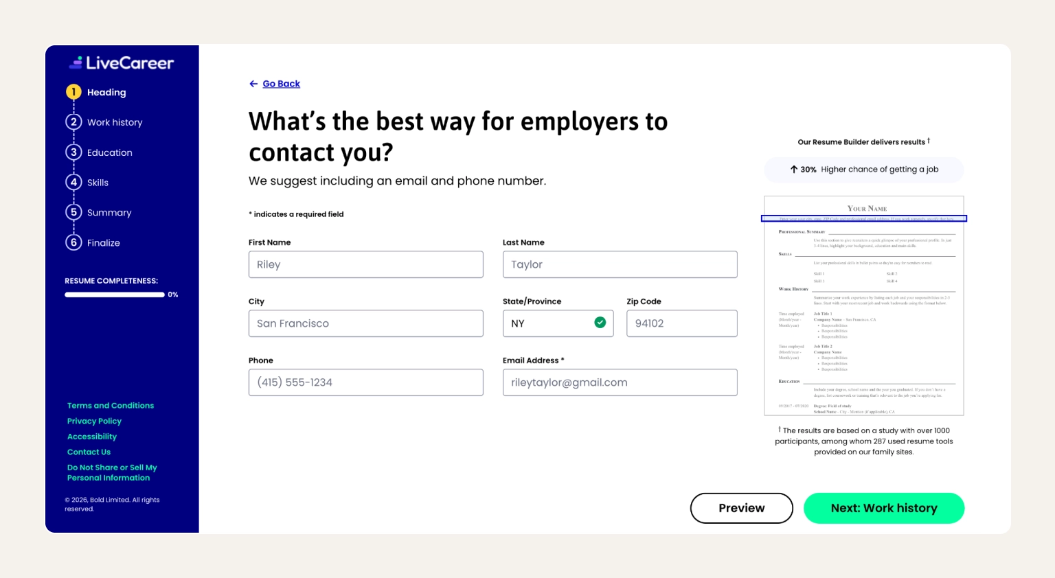 Screenshot of the LiveCareer template gallery showing the breadth of resume designs and industry examples