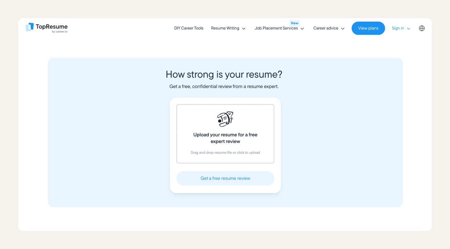Screenshot of a TopResume free resume review report highlighting formatting and ATS feedback