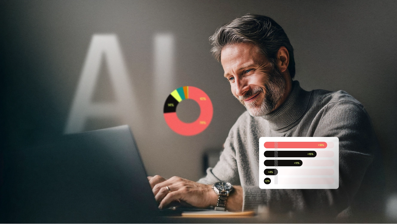 AI skills report infographic: job growth timeline, seniority breakdown, most demanded skills, and salary gaps by industry