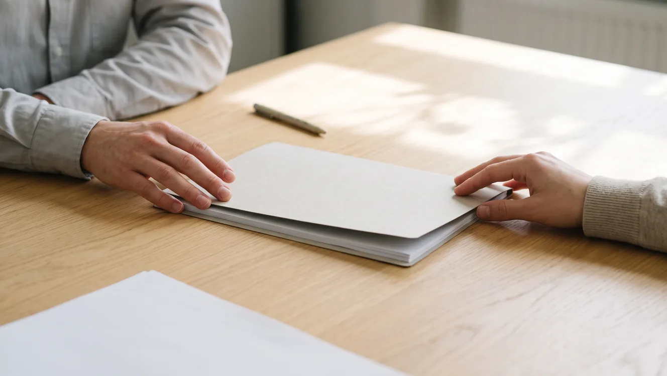A contract worker at a desk reviewing the terms of a contract-to-hire offer