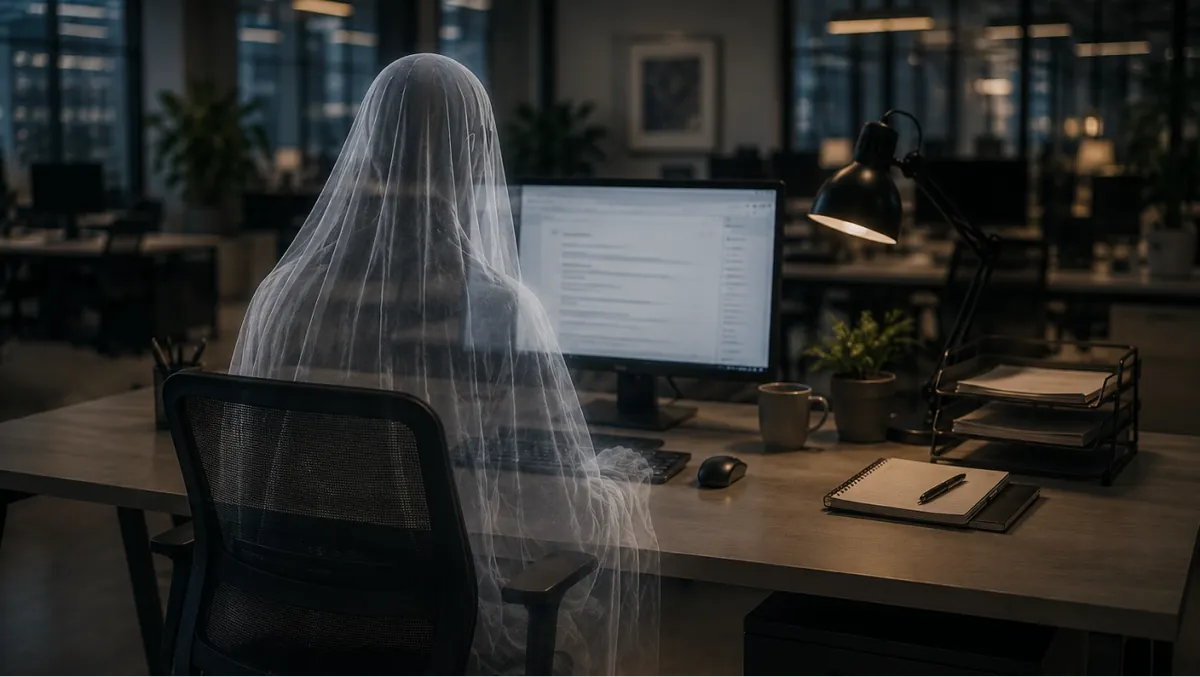Illustration of a ghost job — a fake job posting that collects applications with no intent to hire